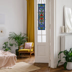 Panneau de fenêtre en vitrail victorien Fleur de lys River of Goods - 9,5 L x 0,25 l x 36 H