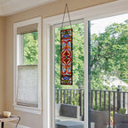 Panneau de fenêtre en vitrail victorien Fleur de lys River of Goods - 9,5 L x 0,25 l x 36 H