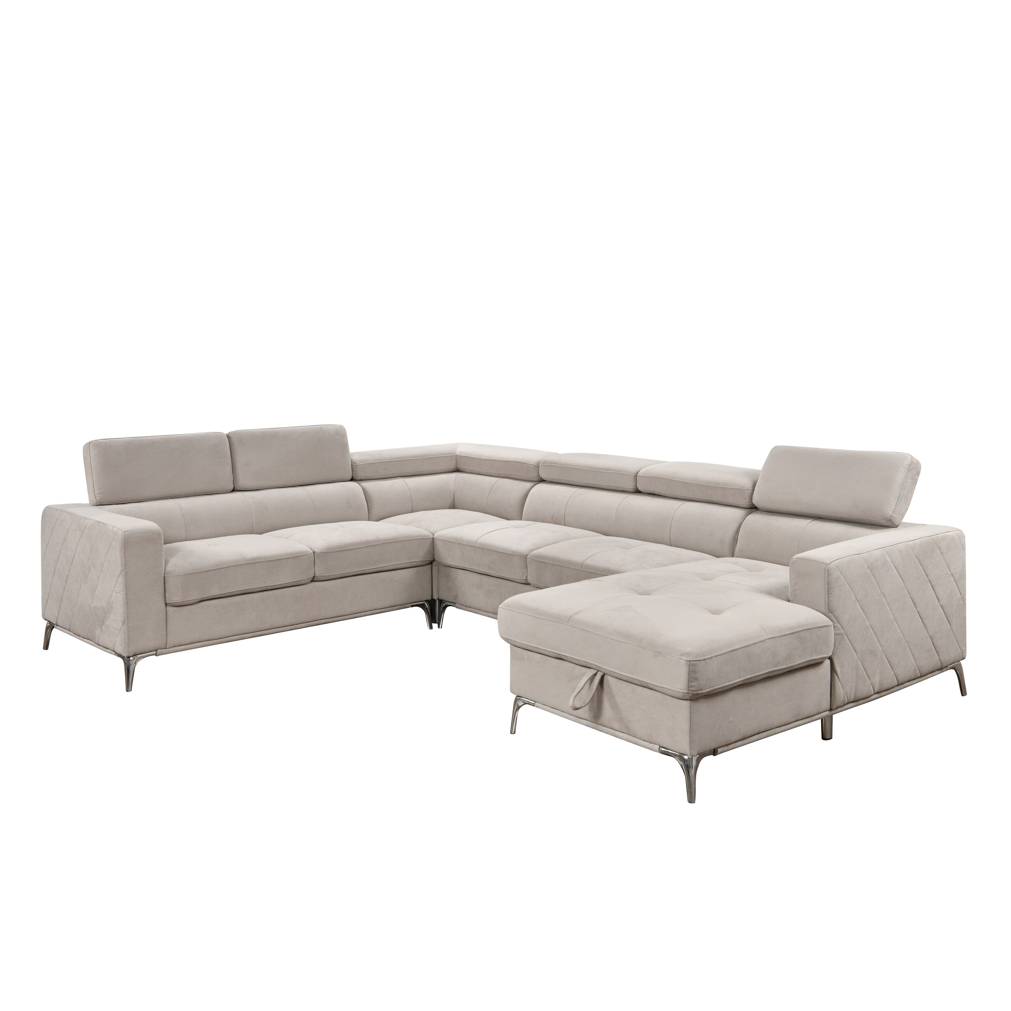 Canapé sectionnel surdimensionné Roomfitters 122 avec rangement pour méridienne, canapé contemporain en U 7 places