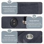 Canapé-lit convertible Roomfitters avec ports USB, poches latérales, porte-gobelets et support de téléphone pivotant pour le salon