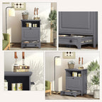 Station d'alimentation pour chiens Roomfitters avec 2 gamelles surélevées et armoire d'alimentation inclinable pour animaux de compagnie