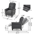 Fauteuil inclinable en cuir PU ultra-confortable Roomfitters, fauteuil inclinable luxueux pour salon ou chambre à coucher