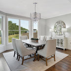 Lustre tambour à perles rondes avec cristaux suspendus