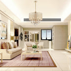 Lustre tambour à perles rondes avec cristaux suspendus