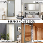 Miroir rustique pleine longueur - 66 x 32 cm, cadre rectangulaire en bois, miroir intégral pour salon, chambre à coucher