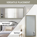 Miroir rustique pleine longueur - 66 x 32 cm, cadre rectangulaire en bois, miroir intégral pour salon, chambre à coucher