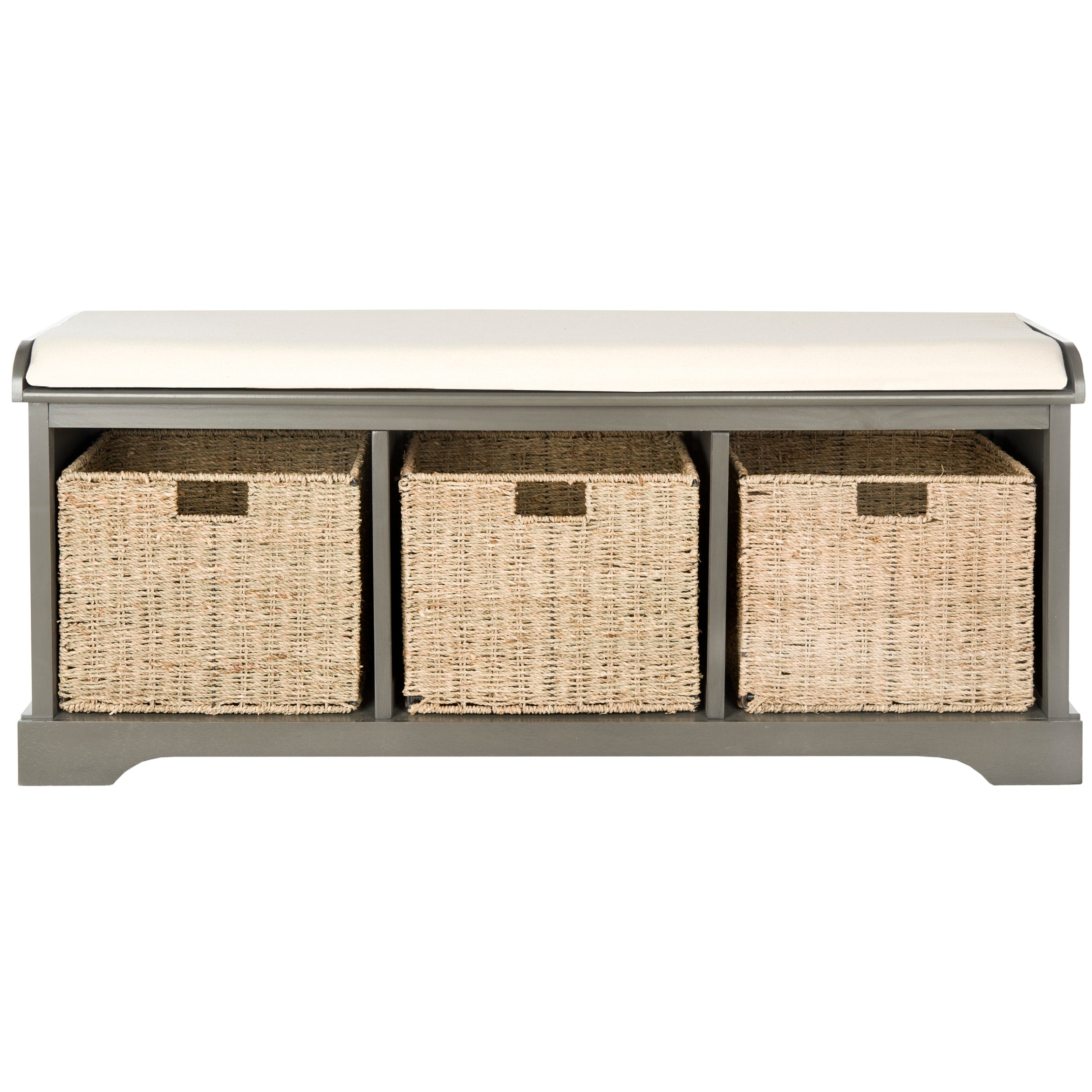 Banc de rangement SAFAVIEH Eola gris/blanc - 47 x 16,1 x 19,9 - 47 L x 16 P x 20 H