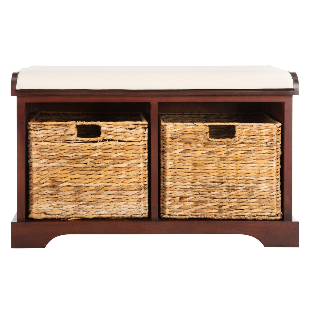 Banc de rangement tressé marron Euphemia de SAFAVIEH - 33,5 x 16,1 x 19,9 - 34 L x 16 P x 20 H