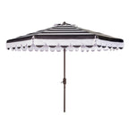 Parapluie à manivelle rayé SAFAVIEH Nargiz de 2,7 m, à motif festonné