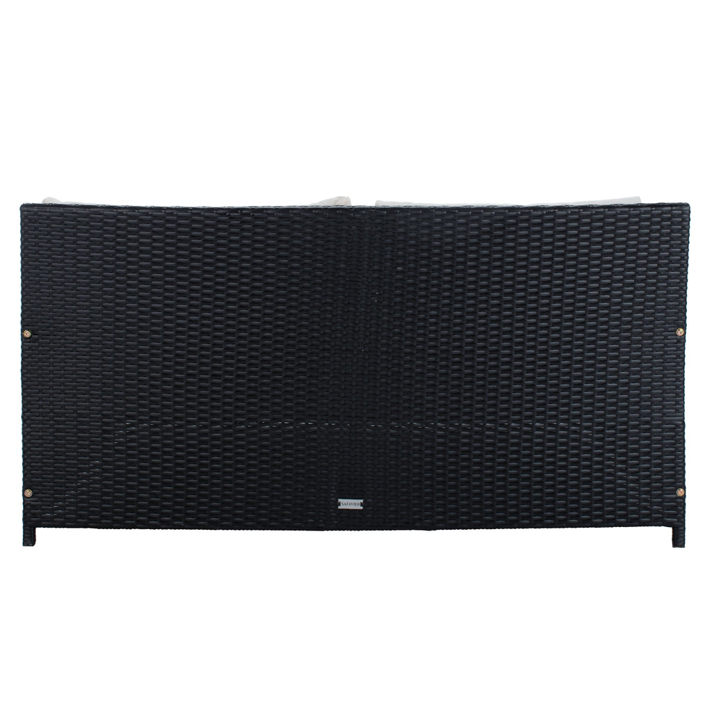 Lit de repos d'extérieur SAFAVIEH Taniyah en osier avec oreiller et coussins - 53 L x 28 P x 62 H