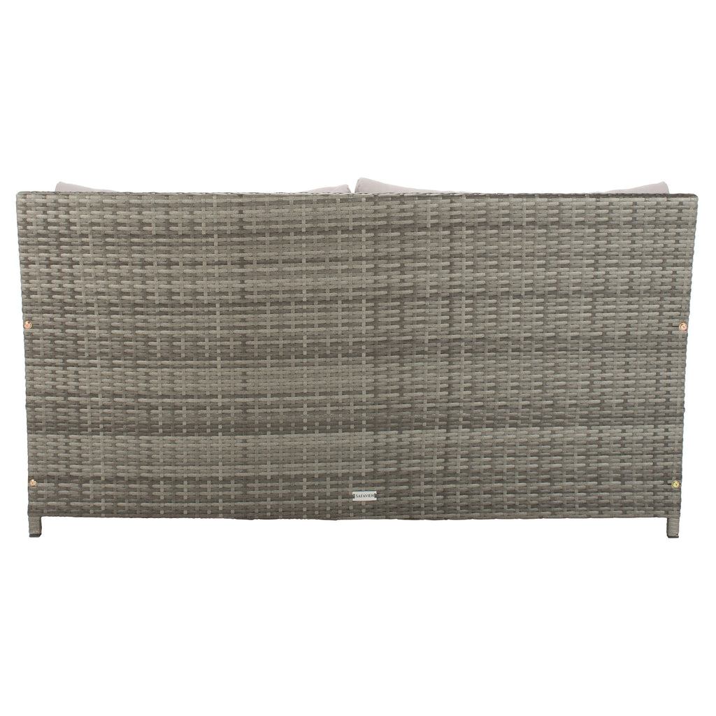 Lit de repos d'extérieur SAFAVIEH Taniyah en osier avec oreiller et coussins - 53 L x 28 P x 62 H