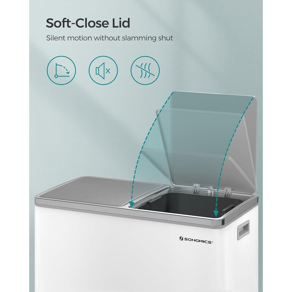 Poubelle double SONGMICS, 2 x 8 gallons, acier inoxydable