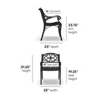 Ensemble de salle à manger d'extérieur en aluminium bronze Sanibel 7 pièces avec table à manger ovale de 72 pouces et six fauteuils par Homestyles