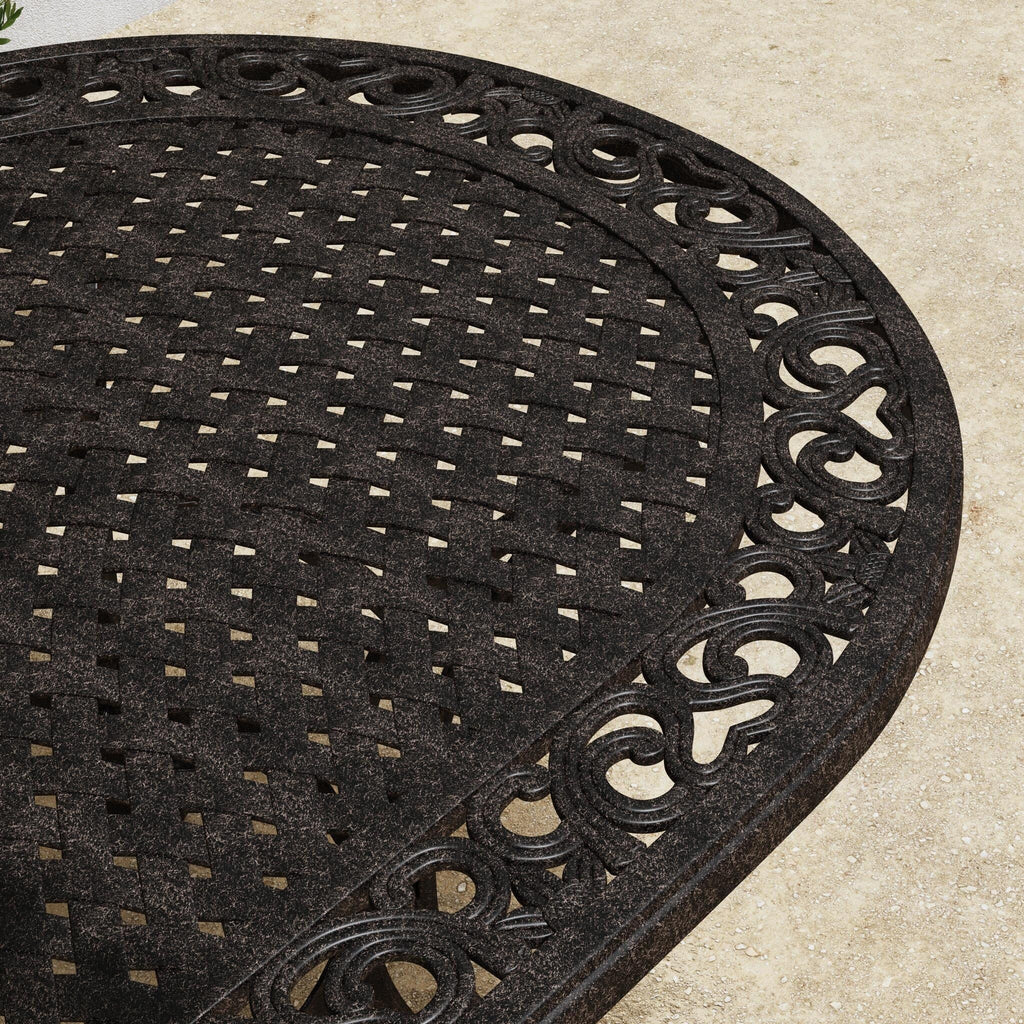 Ensemble de salle à manger d'extérieur en aluminium bronze Sanibel 7 pièces avec table à manger ovale de 72 pouces et six fauteuils par Homestyles