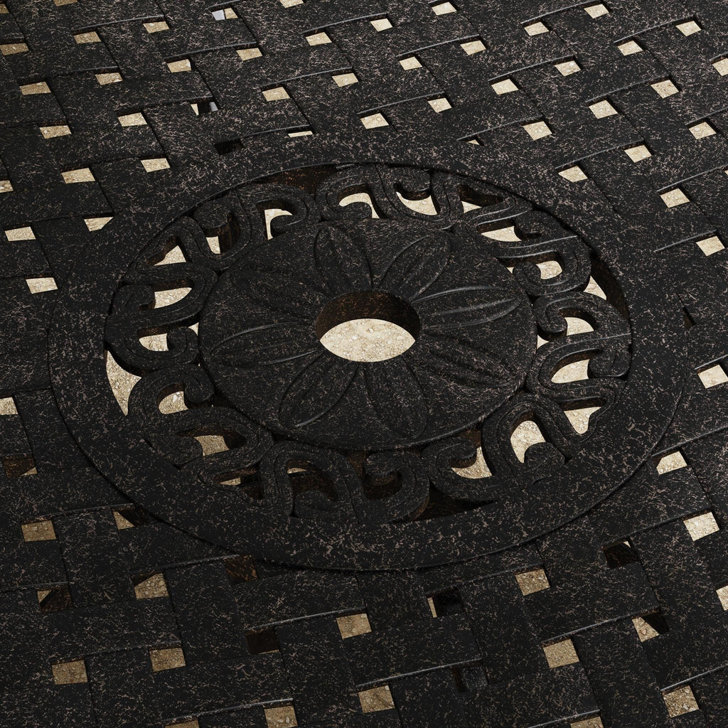 Ensemble de salle à manger d'extérieur en aluminium bronze Sanibel 7 pièces avec table à manger ovale de 72 pouces et six fauteuils par Homestyles