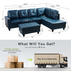 Ensemble de canapés de salon 3 pièces en cuir synthétique semi-PU