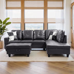 Ensemble de canapés de salon 3 pièces en cuir synthétique semi-PU