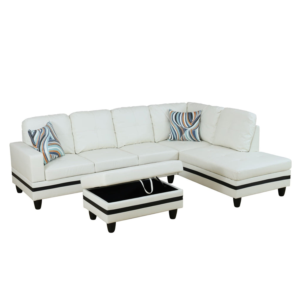 Ensemble de canapés de salon 3 pièces en cuir synthétique semi-PU