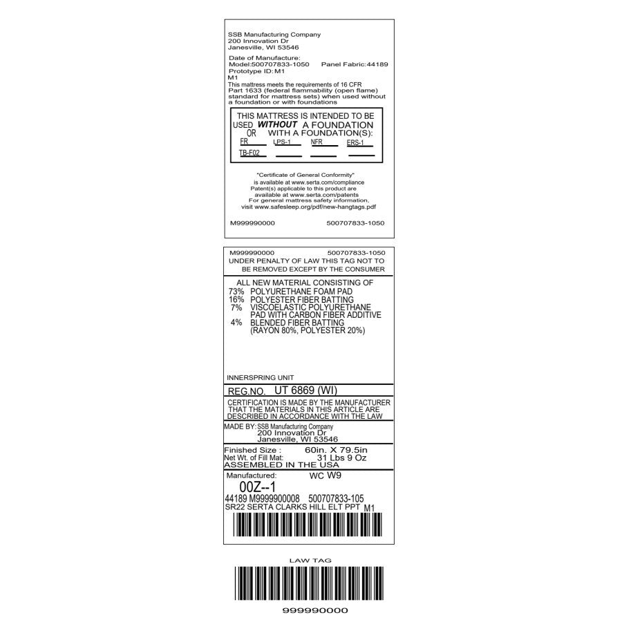 Matelas à plateau-coussin moelleux Serta Clarks Hill 15.