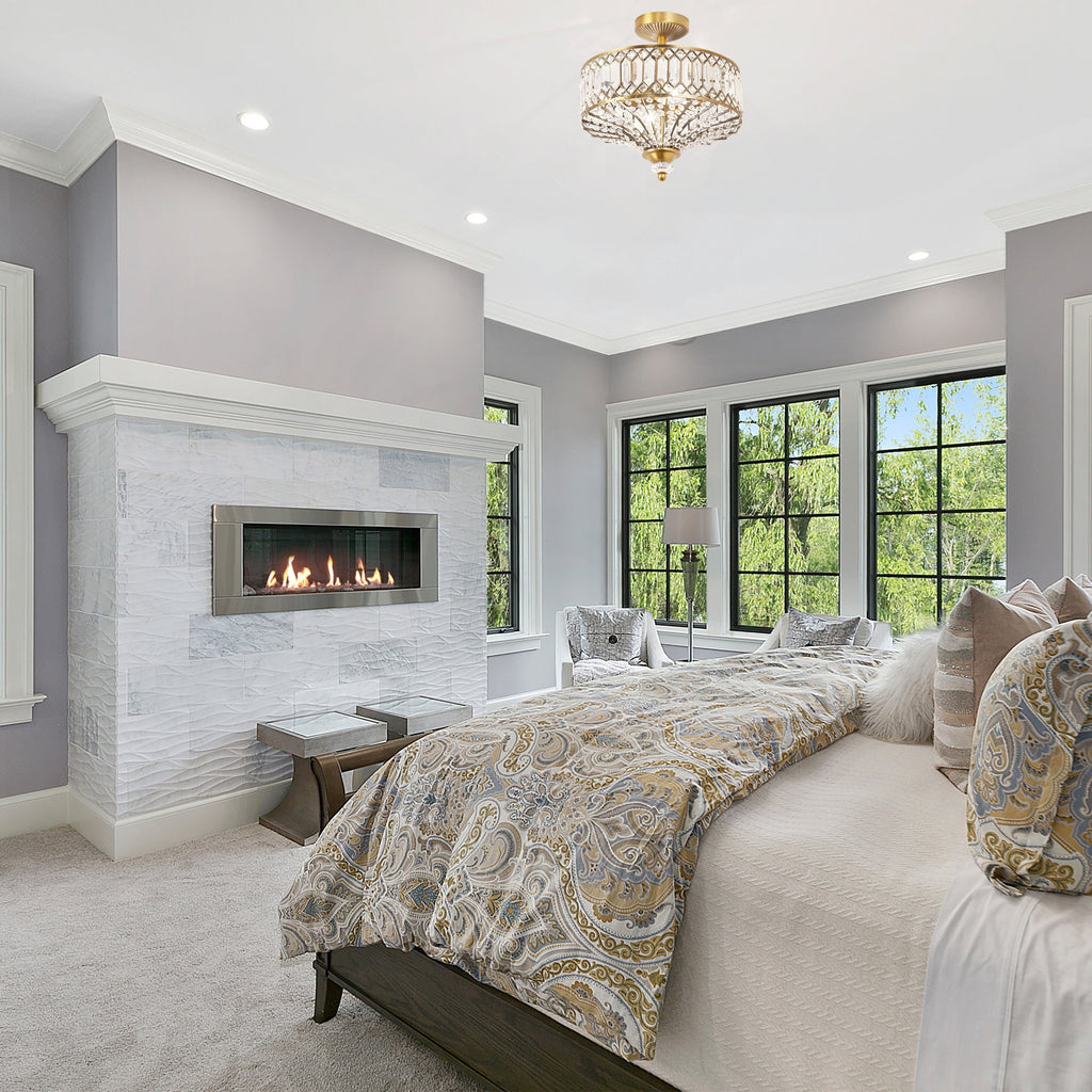 Luminaire semi-encastré en verre à plusieurs niveaux Silver Orchid Furey, bronze/or - 14,75 L x 14,75 l x 15,25 H