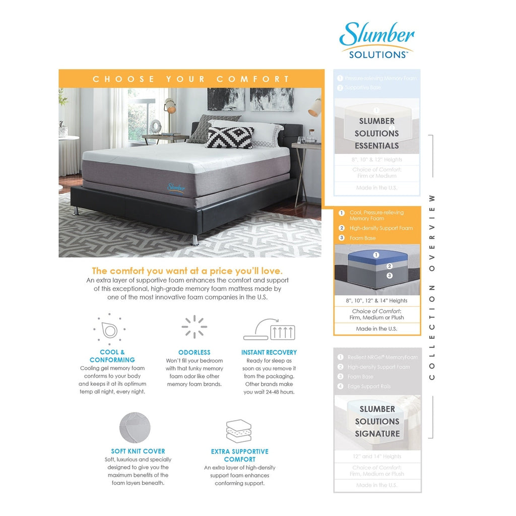 Slumber Solutions Matelas en mousse à mémoire de forme gel 12 pouces Choisissez votre confort