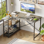 Petit bureau en L avec étagères de rangement Bureau d'ordinateur d'angle