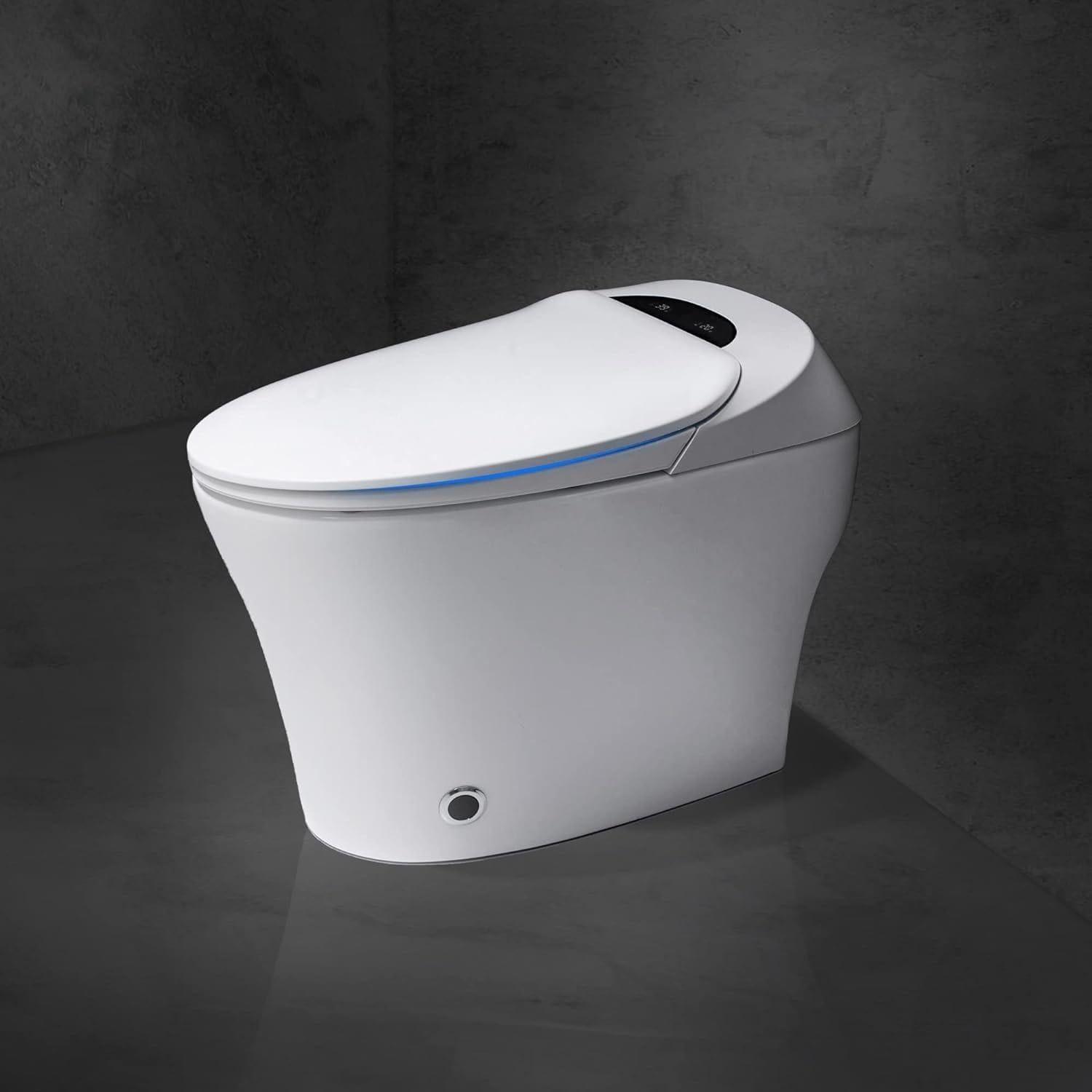 Toilettes intelligentes, toilettes bidet monobloc pour salles de bains, toilettes allongées modernes avec eau chaude, double chasse d'eau automatique, fonctionnement par capteur de pied
