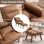 Fauteuil de salon décontracté en tissu doux avec dossier et pieds réglables