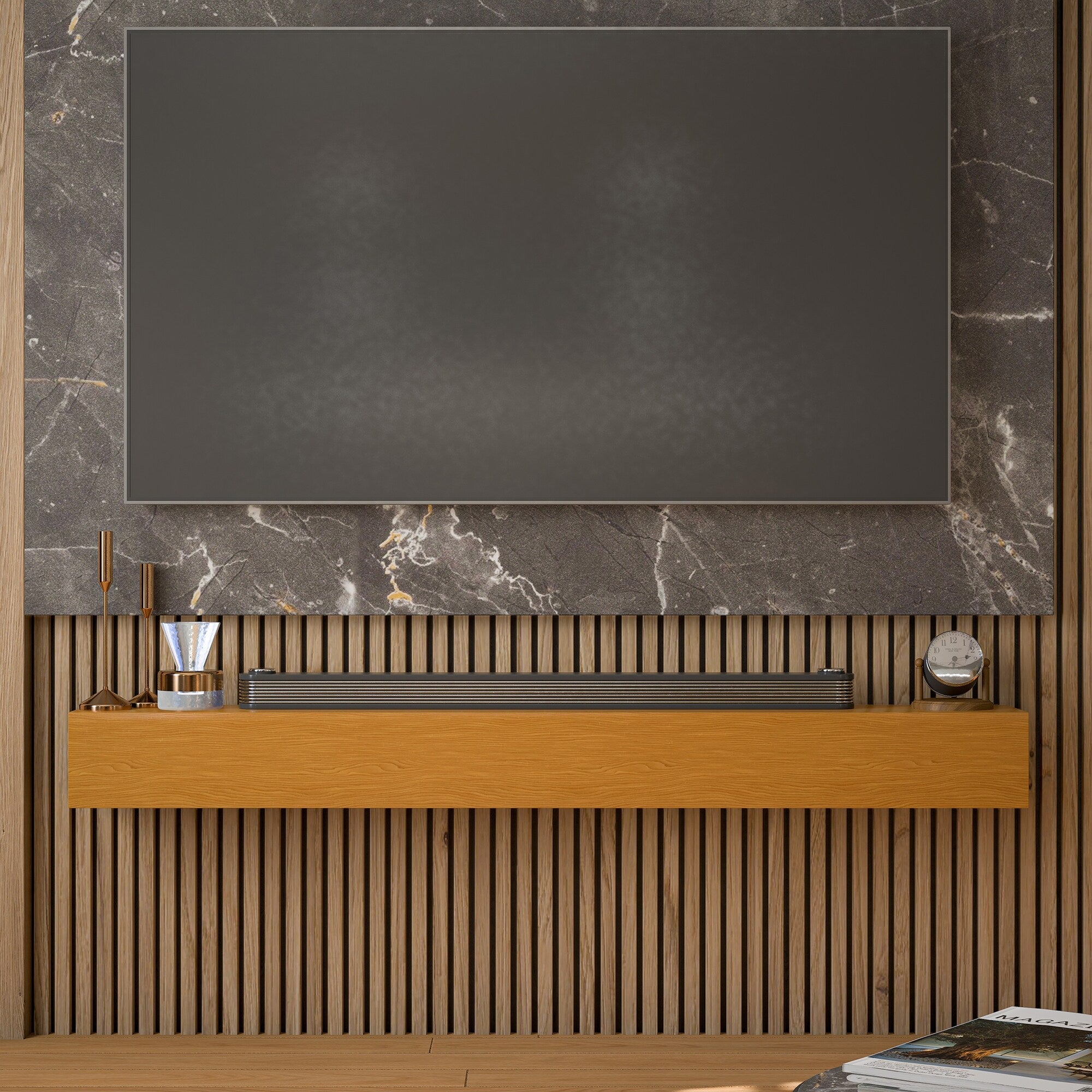 Étagère flottante murale pour manteau de cheminée en pin massif