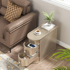 Table d'appoint étroite à deux tiroirs en bois massif