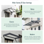 Auvent de porte et de fenêtre transparent gris Sophia de 3 pi