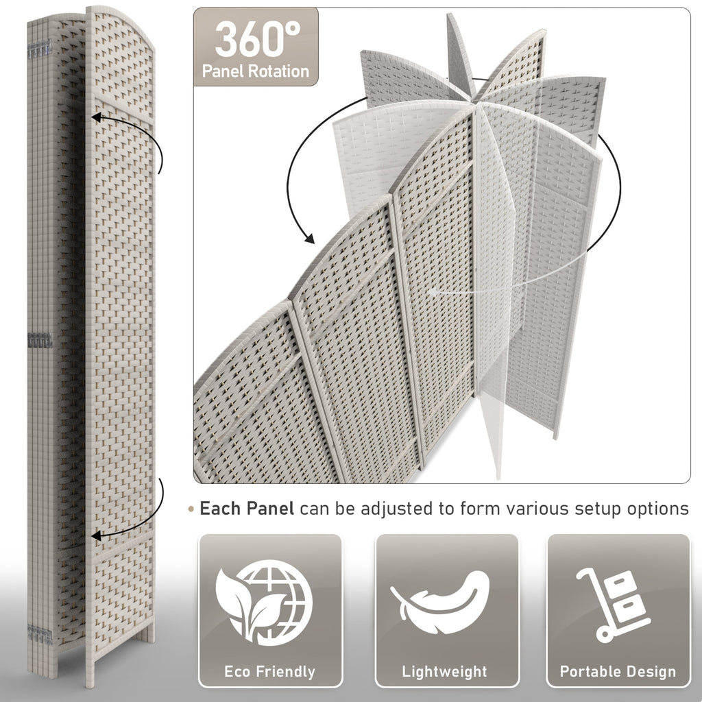 Séparateur de pièce Sorbus à 6 panneaux, cloison de séparation extra large et pliable, tissé à la main, à double charnière, en maille - 1,8 m