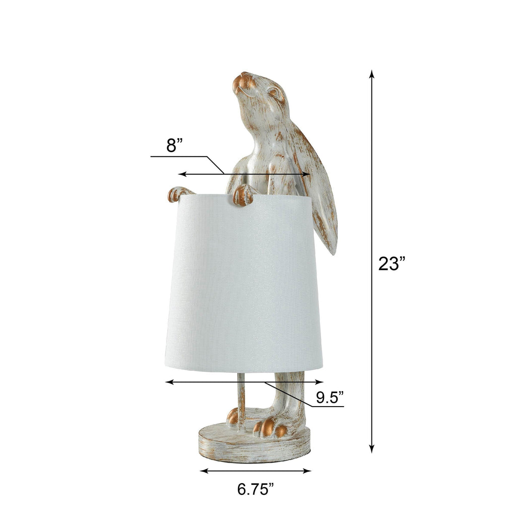 Lampe de bureau StyleCraft Malta en cuivre blanc délavé avec motif lapin