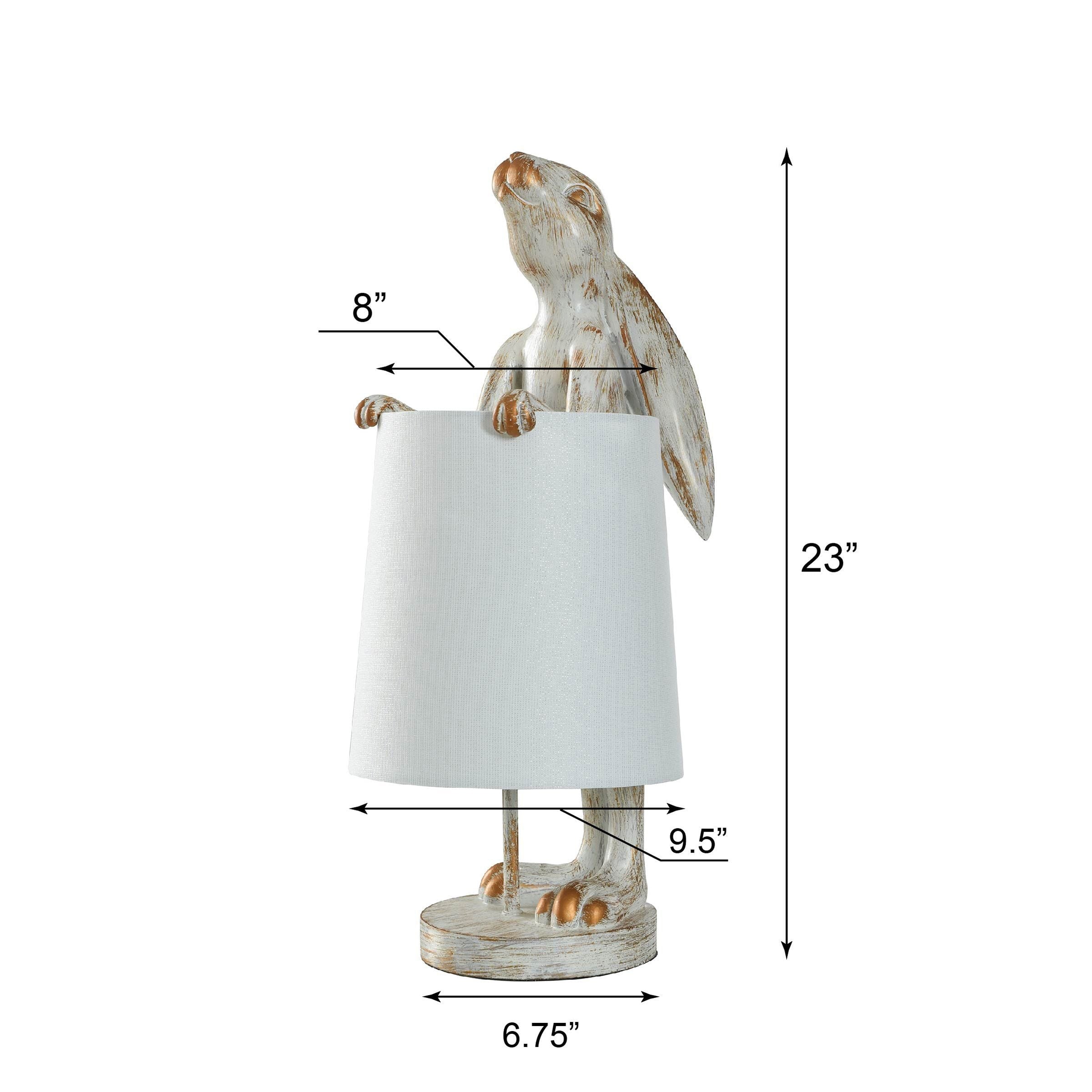 Lampe de bureau StyleCraft Malta en cuivre blanc délavé avec motif lapin