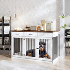Élégant meuble en bois pour cage à chien avec rangement, 3 tiroirs