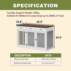 Élégant meuble en bois pour cage à chien avec rangement, 3 tiroirs