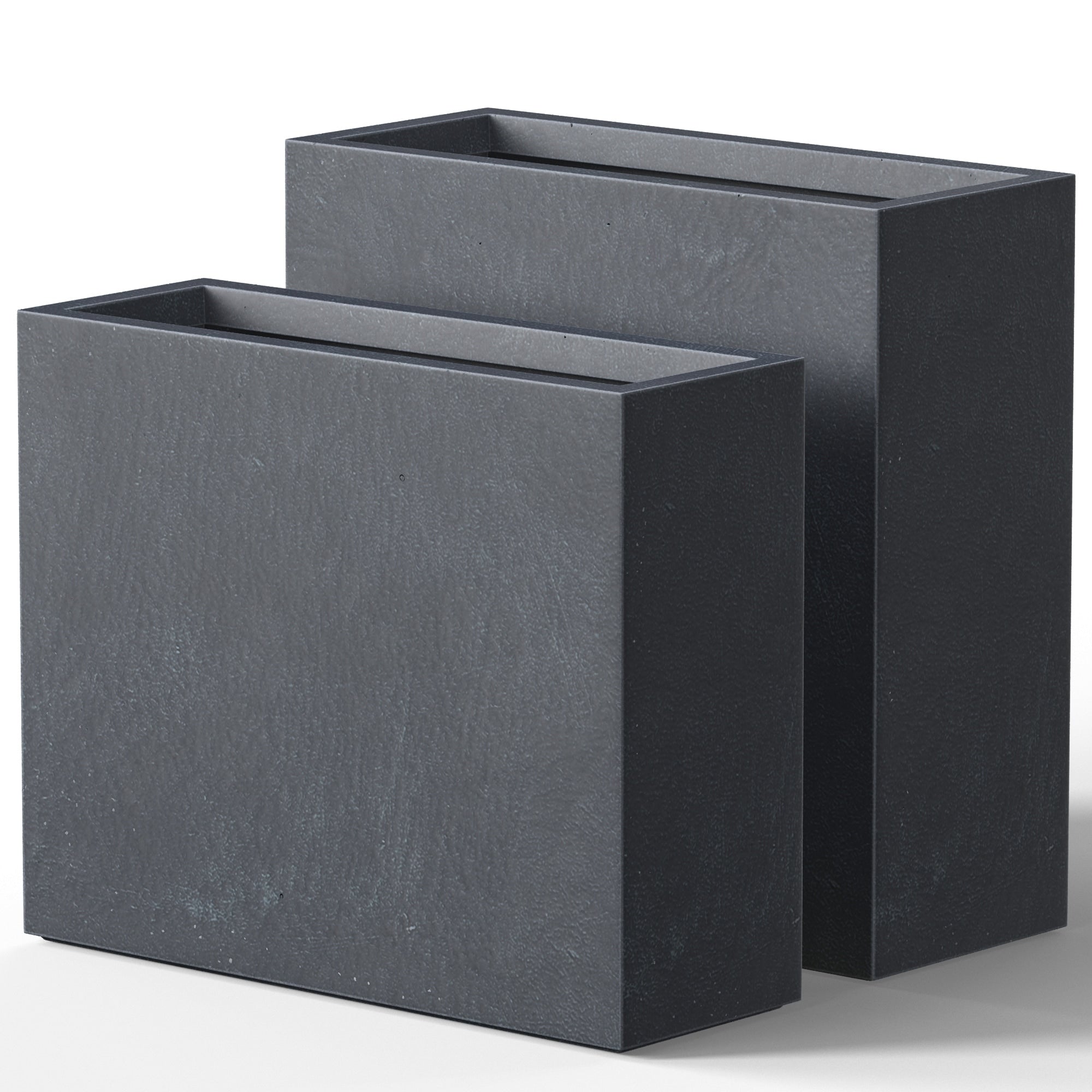 Jardinières rectangulaires en béton de grande taille / Grandes jardinières d'intérieur et d'extérieur