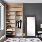 Grand miroir sur toute la surface, miroir surdimensionné, cadre en imitation bois lisse, miroir rectangulaire à suspendre au mur