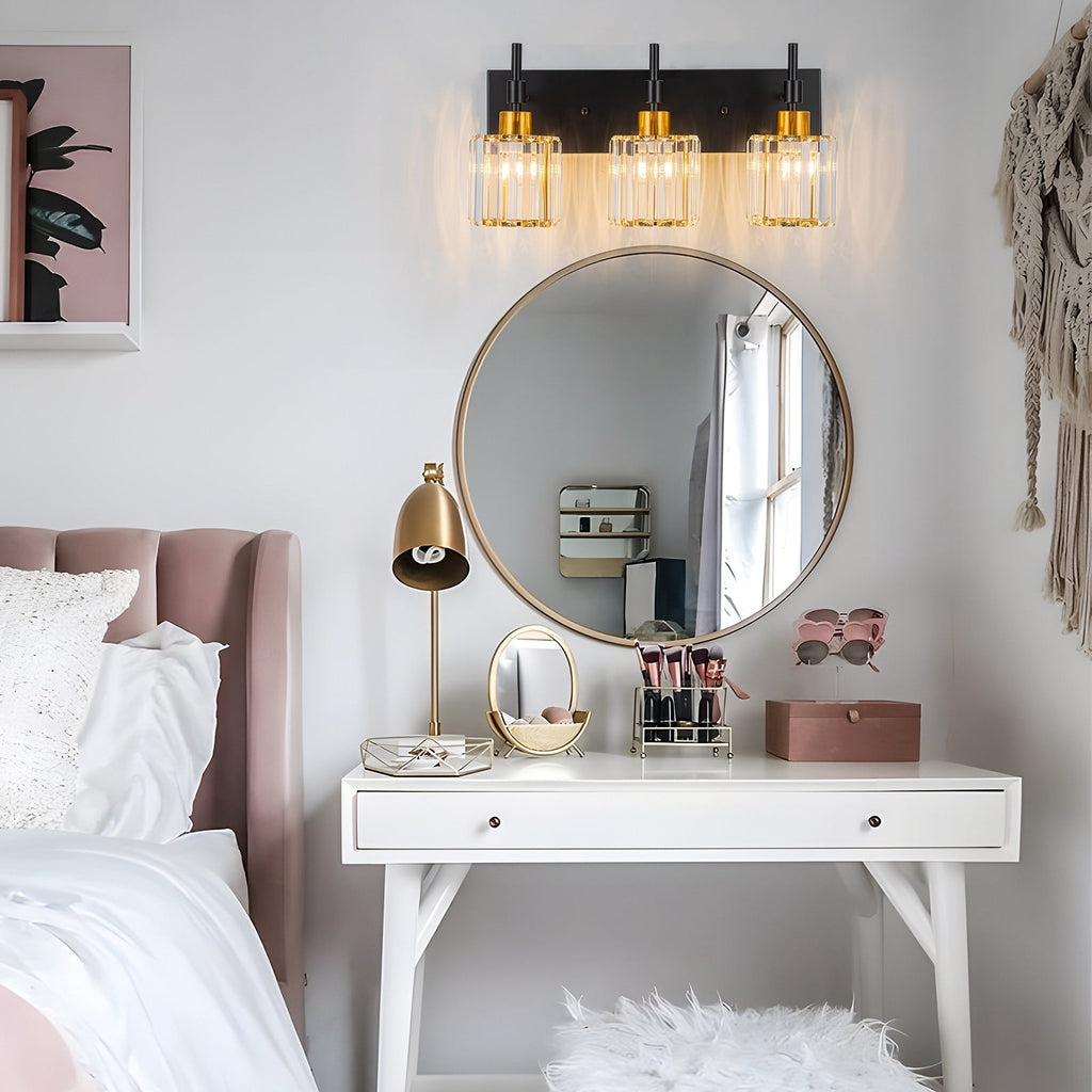 Appliques murales modernes à intensité variable pour salle de bain avec abat-jour en cristal