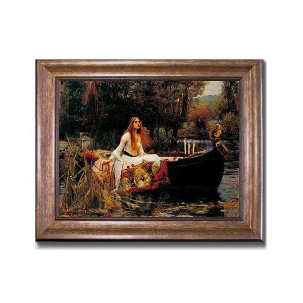La Dame de Shalott de John Waterhouse, toile encadrée bronze et or (22 po x 28 po)