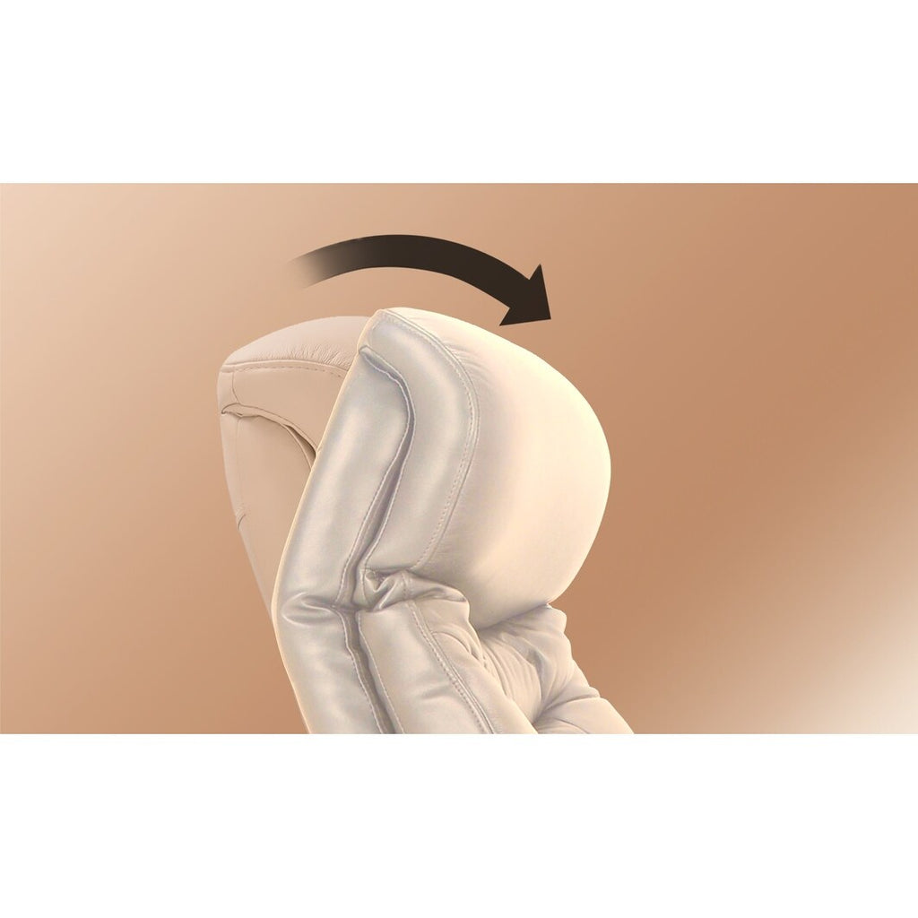 Fauteuil inclinable pivotant en cuir avec pouf de rangement assorti