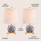 Mini lampe de table en céramique Tiki 16, bleu/blanc (lot de 2) par JONATHAN Y