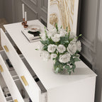 Commode double Timechee à 6 tiroirs, 47,2 po de largeur, pieds en bois massif, coffre laqué