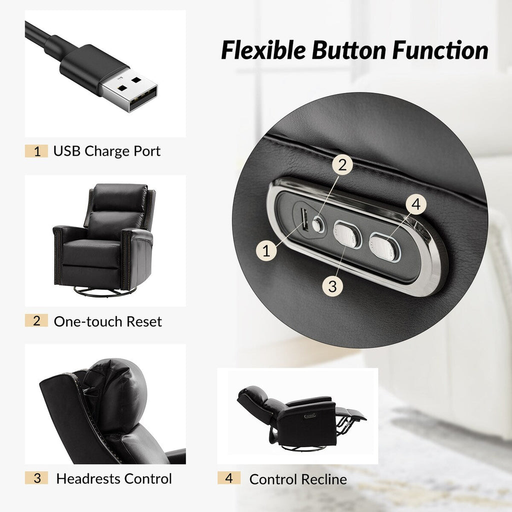 Ensemble de 2 fauteuils inclinables électriques pivotants et à bascule traditionnels Tobias par HULALA HOME