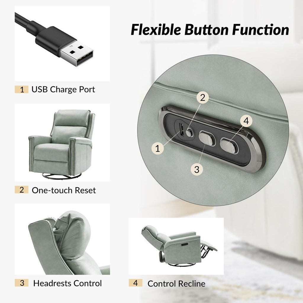 Ensemble de 2 fauteuils inclinables électriques pivotants et à bascule traditionnels Tobias par HULALA HOME