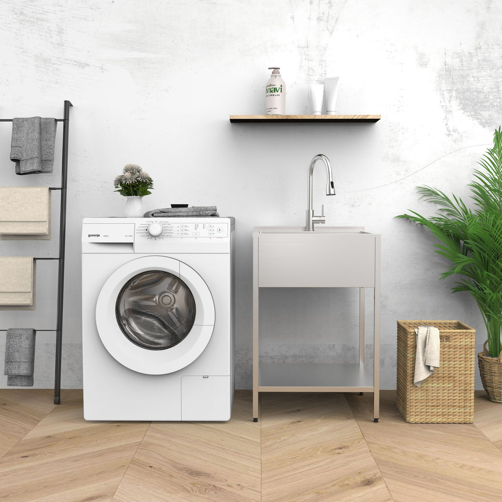 Évier de buanderie et lavabo en acier inoxydable Transolid EWS-2422S de 24 po de largeur x 22 po de profondeur x 35 po de hauteur - 24 po x 22 po