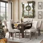 Chaise de salle à manger capitonnée en velours avec pieds en bois massif, lot de 6