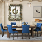 Chaise de salle à manger capitonnée en velours avec pieds en bois massif, lot de 6