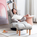 Ensemble de fauteuil inclinable rembourré sans accoudoirs avec pouf et appui-tête réglable