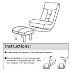 Ensemble de fauteuil inclinable rembourré sans accoudoirs avec pouf et appui-tête réglable